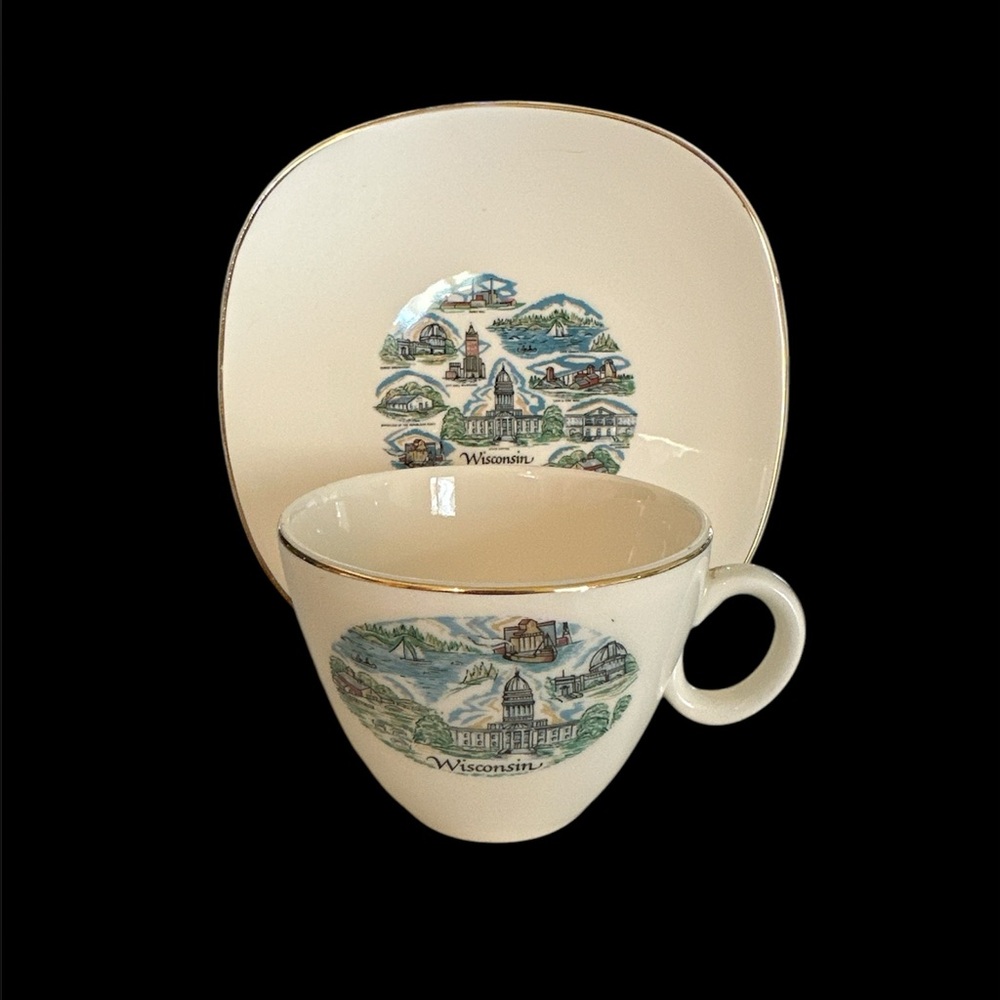 Vintage Wisconsin Souvenir Cup and Saucer Set